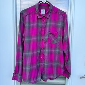 American Eagle Outfitters Vibrant Pink Plaid Shirt